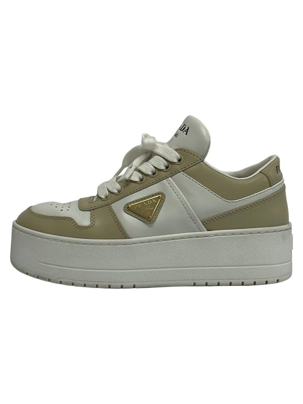 Prada Sneakers Downtown Leather White Beige